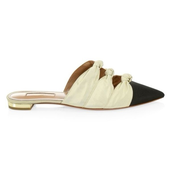 [41/10] AQUAZZURA Mondaine Knotted Flat Mules - Picture 1 of 9